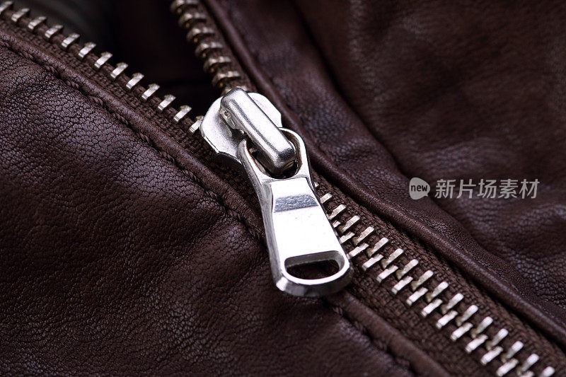 Zipper on leather